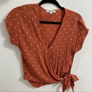 Madewell Polkadot Wrap Top - Coral